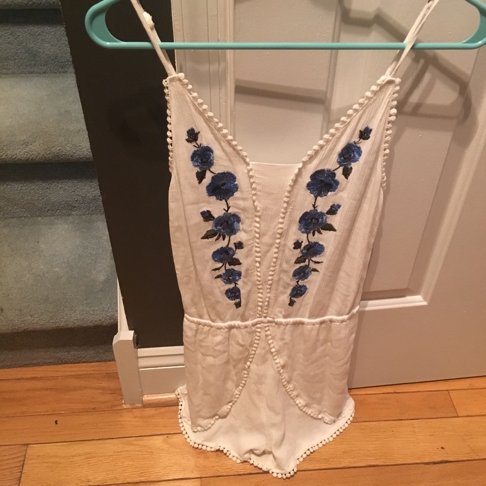 White floral tank romper